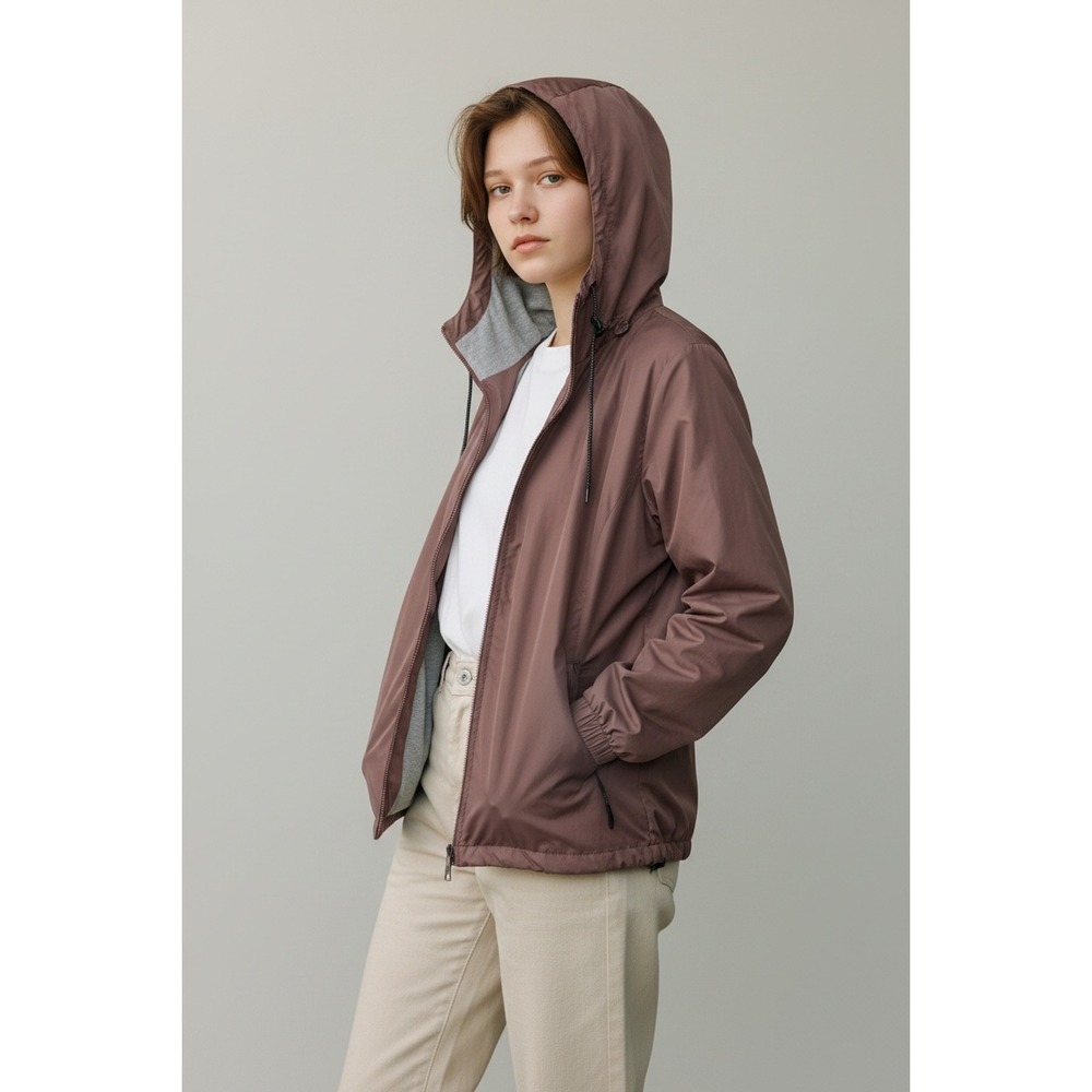 Iceburg Lightweight Hooded Windbreaker Jacket Mauve 2XL Mesh Lined Full Zip